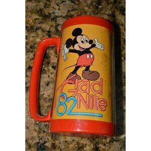 Nice Vintage Mickey Mouse Donald Duck Disneyland Grad Nite 1982 Thermo-Serv Mug